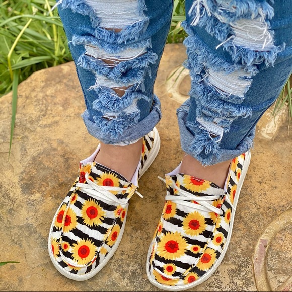 Stripes/Zebra & Sunflowers Gypsy Jazz Loafers - Picture 3 of 10